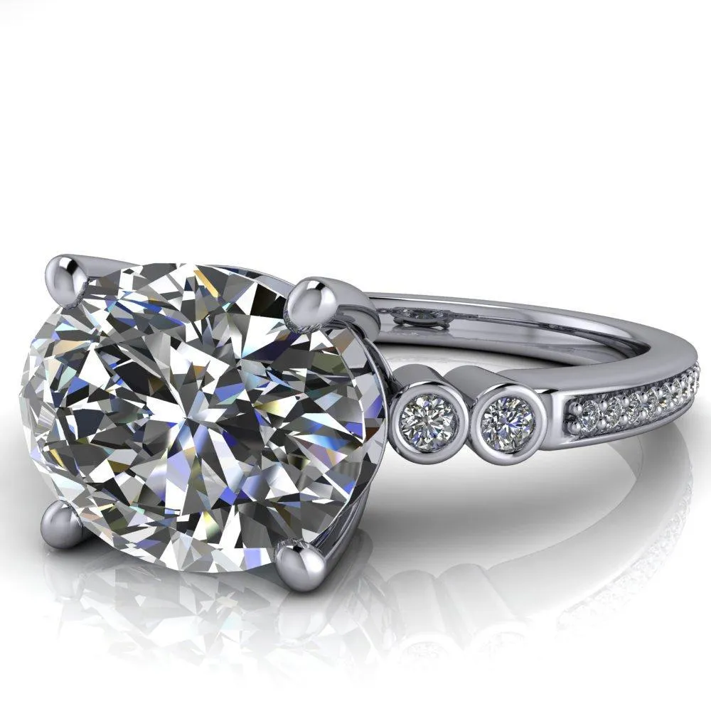 Pascala Oval Center Stone Diamond Side 4 Prong Engagement Ring