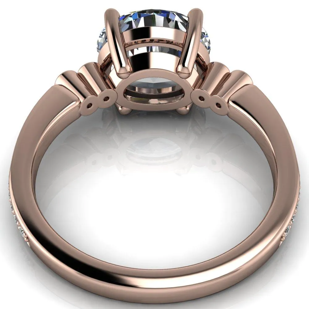 Pascala Oval Center Stone Diamond Side 4 Prong Engagement Ring