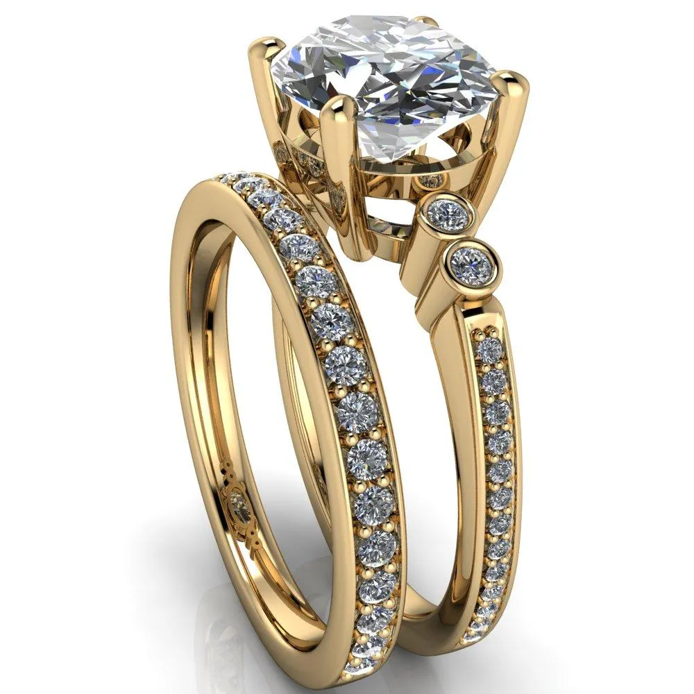 Pascala Oval Center Stone Diamond Side 4 Prong Engagement Ring