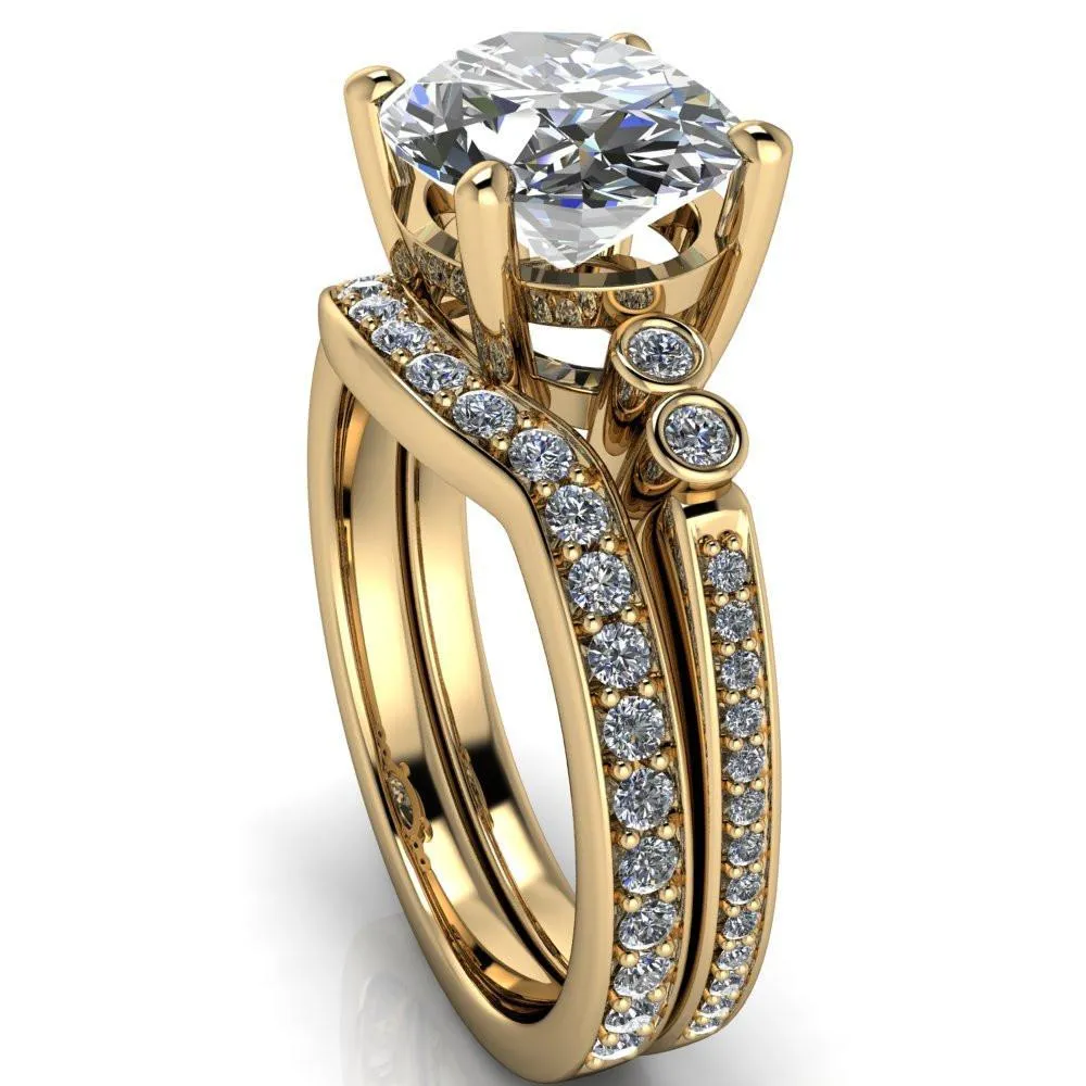 Pascala Oval Center Stone Diamond Side 4 Prong Engagement Ring