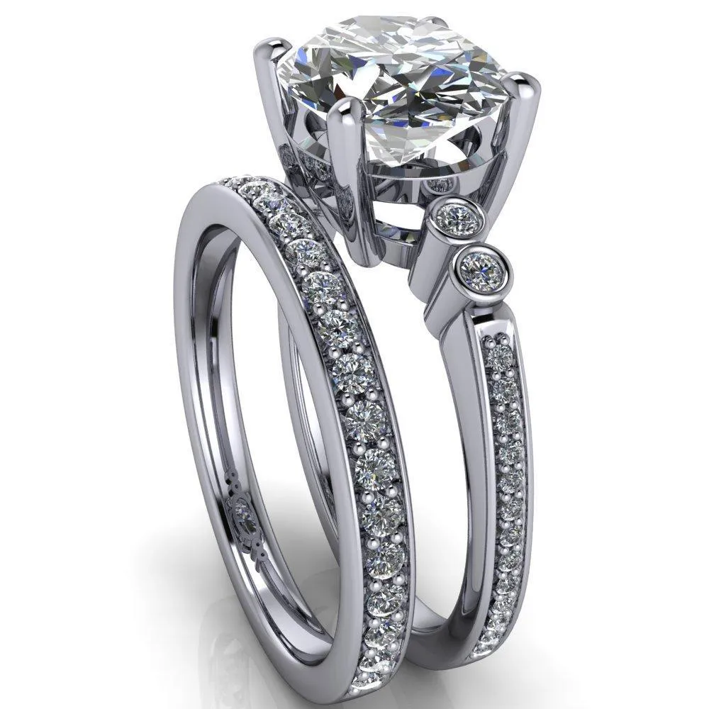 Pascala Oval Center Stone Diamond Side 4 Prong Engagement Ring
