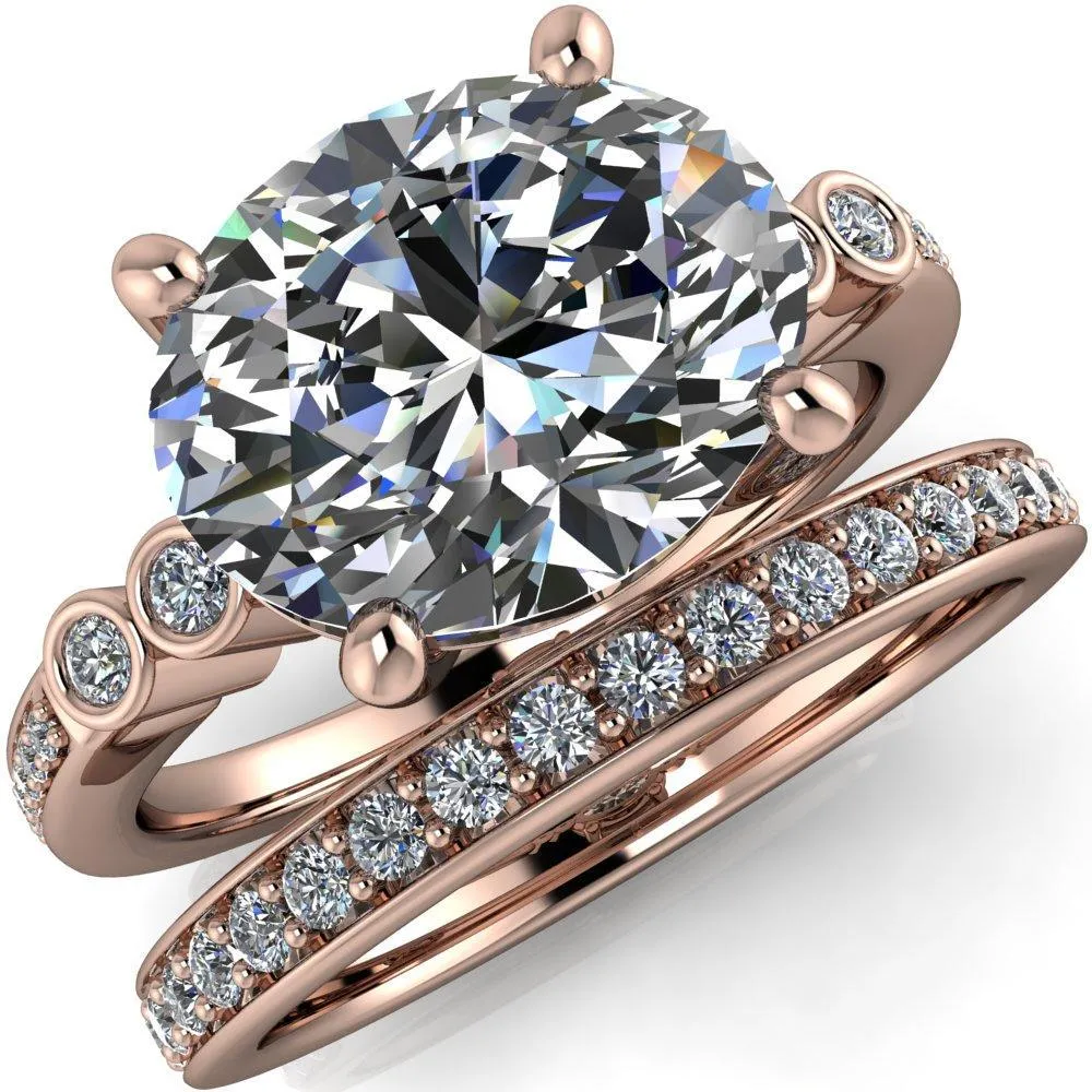 Pascala Oval Center Stone Diamond Side 4 Prong Engagement Ring