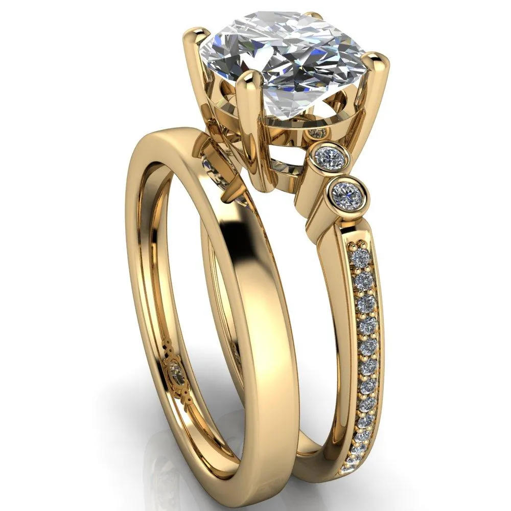 Pascala Oval Center Stone Diamond Side 4 Prong Engagement Ring