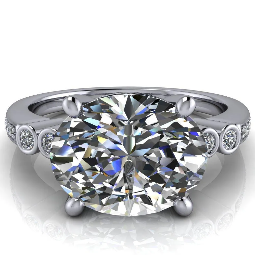 Pascala Oval Center Stone Diamond Side 4 Prong Engagement Ring