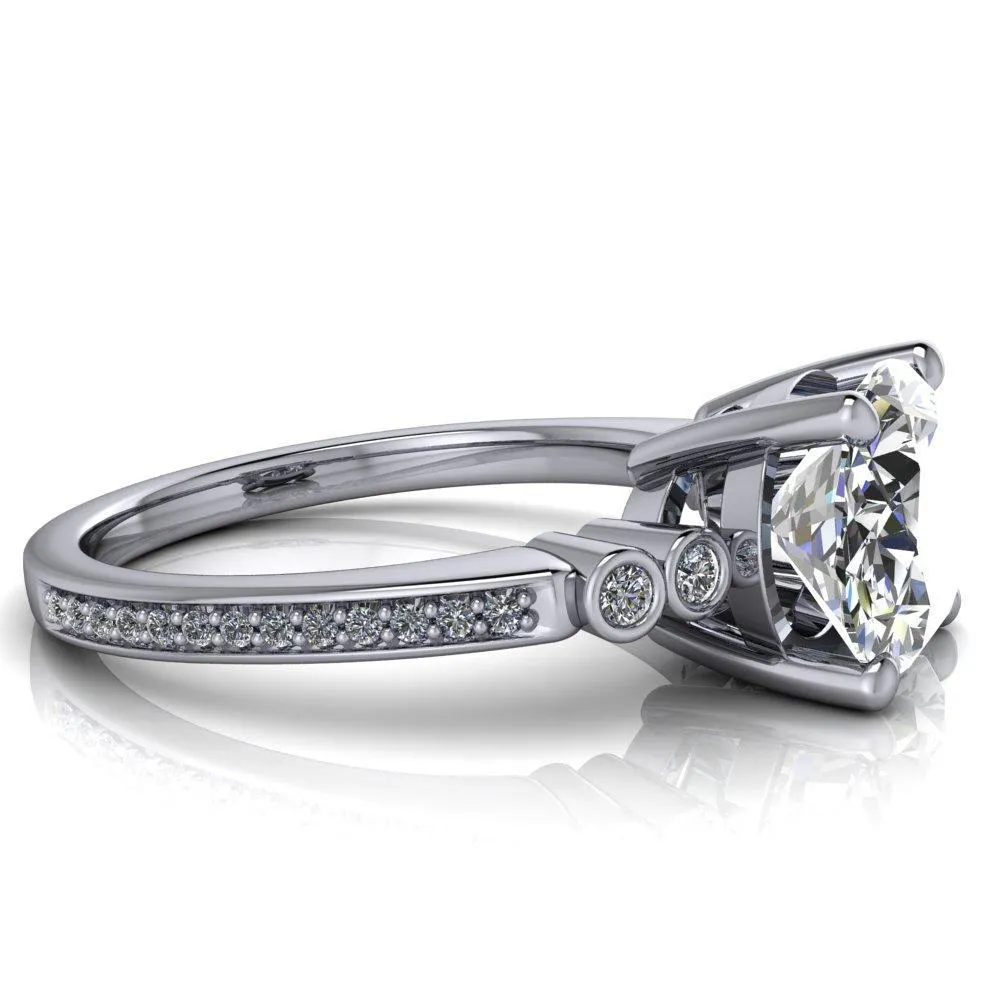 Pascala Oval Center Stone Diamond Side 4 Prong Engagement Ring