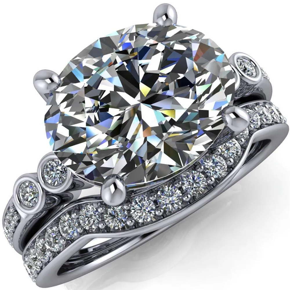 Pascala Oval Center Stone Diamond Side 4 Prong Engagement Ring