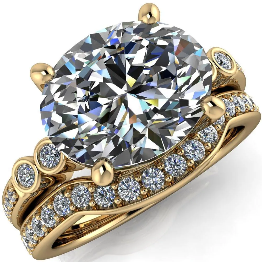 Pascala Oval Center Stone Diamond Side 4 Prong Engagement Ring