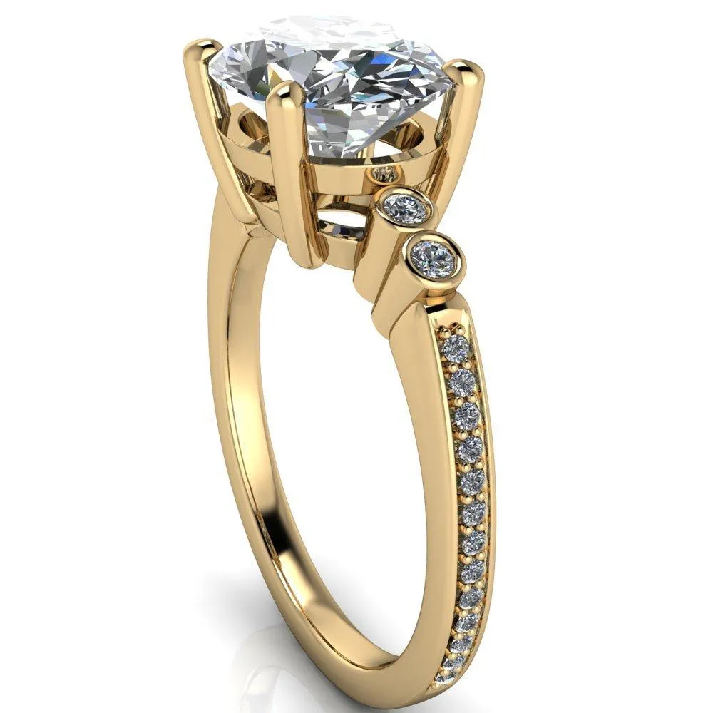 Pascala Oval Center Stone Diamond Side 4 Prong Engagement Ring