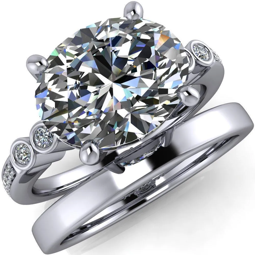 Pascala Oval Center Stone Diamond Side 4 Prong Engagement Ring