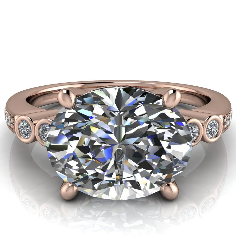 Pascala Oval Center Stone Diamond Side 4 Prong Engagement Ring
