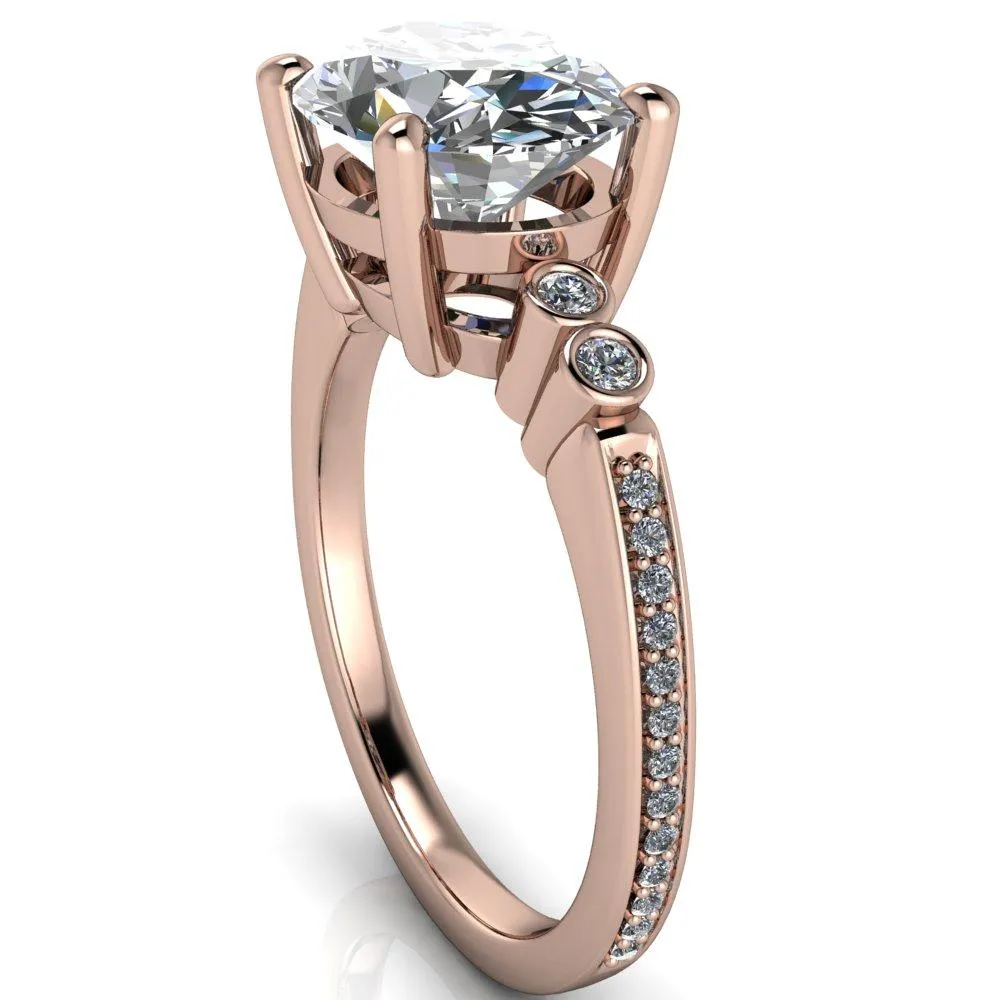 Pascala Oval Center Stone Diamond Side 4 Prong Engagement Ring