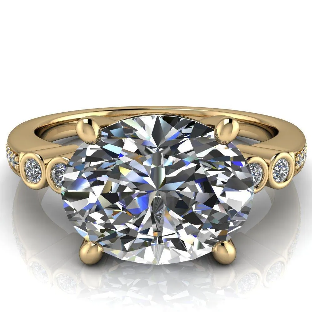 Pascala Oval Center Stone Diamond Side 4 Prong Engagement Ring