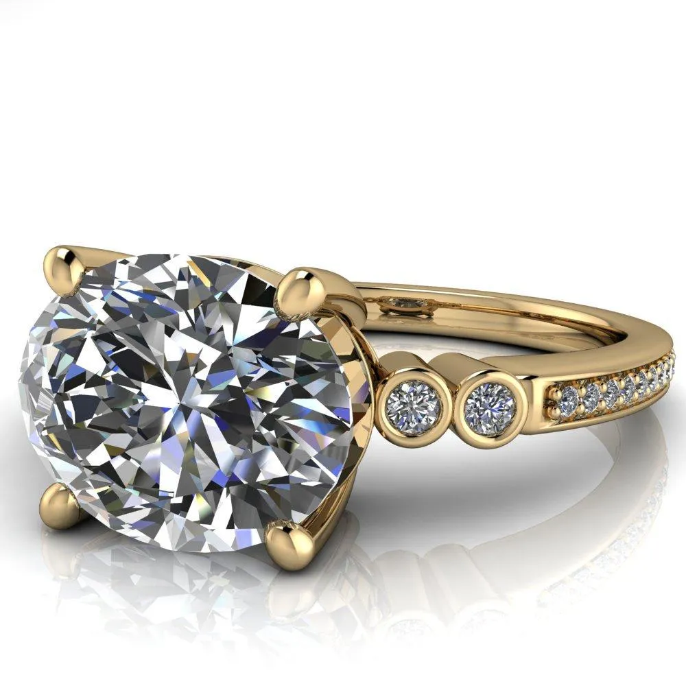 Pascala Oval Center Stone Diamond Side 4 Prong Engagement Ring