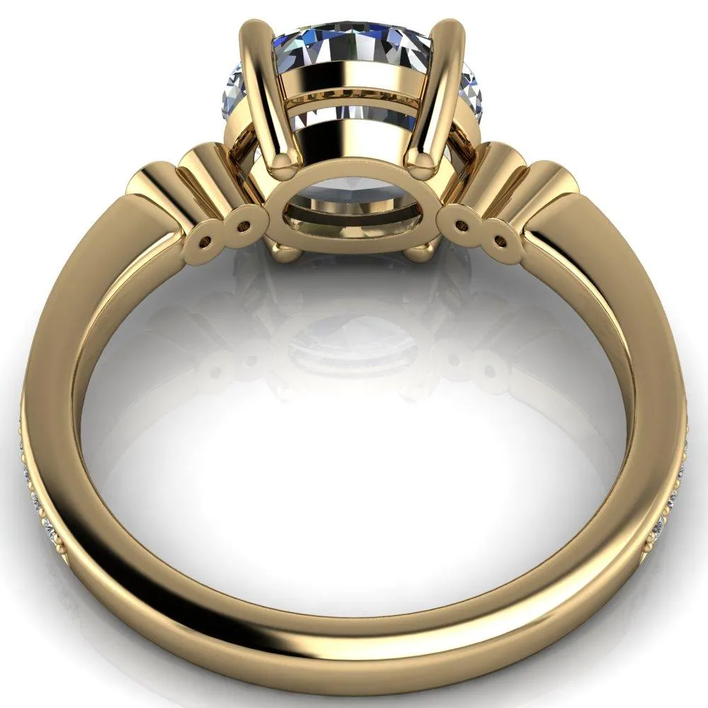Pascala Oval Center Stone Diamond Side 4 Prong Engagement Ring