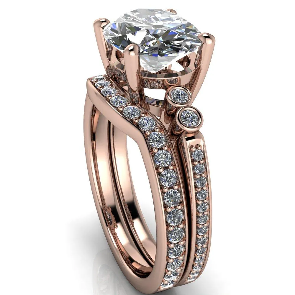 Pascala Oval Center Stone Diamond Side 4 Prong Engagement Ring