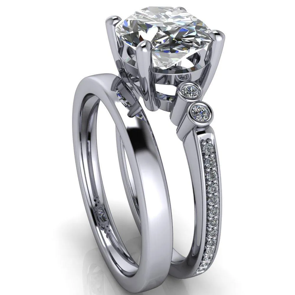 Pascala Oval Center Stone Diamond Side 4 Prong Engagement Ring