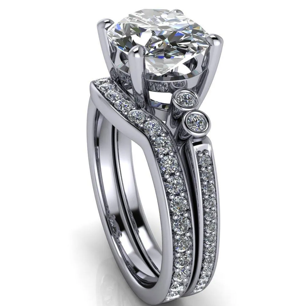 Pascala Oval Center Stone Diamond Side 4 Prong Engagement Ring