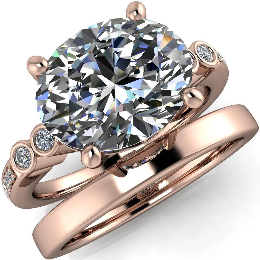 Pascala Oval Center Stone Diamond Side 4 Prong Engagement Ring