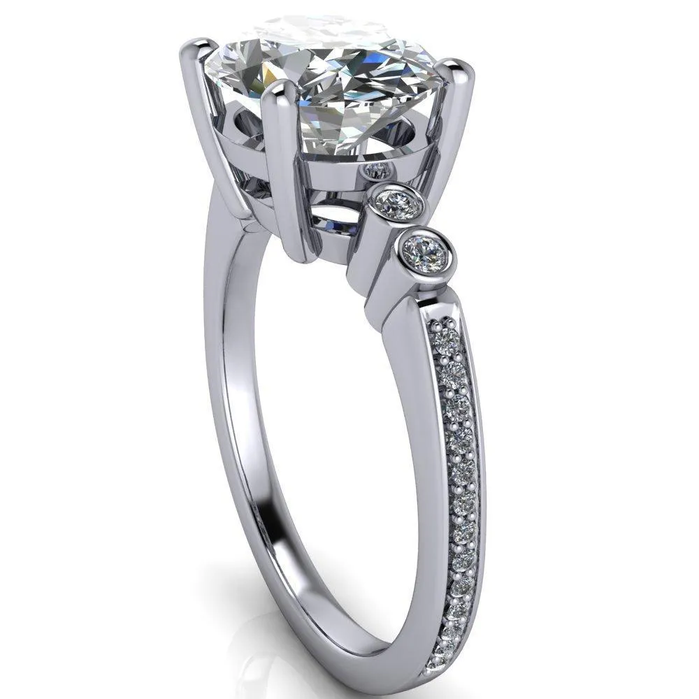 Pascala Oval Center Stone Diamond Side 4 Prong Engagement Ring