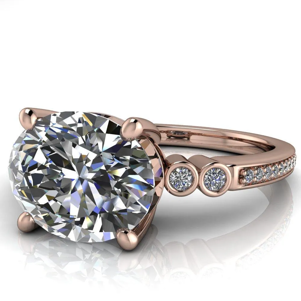 Pascala Oval Center Stone Diamond Side 4 Prong Engagement Ring