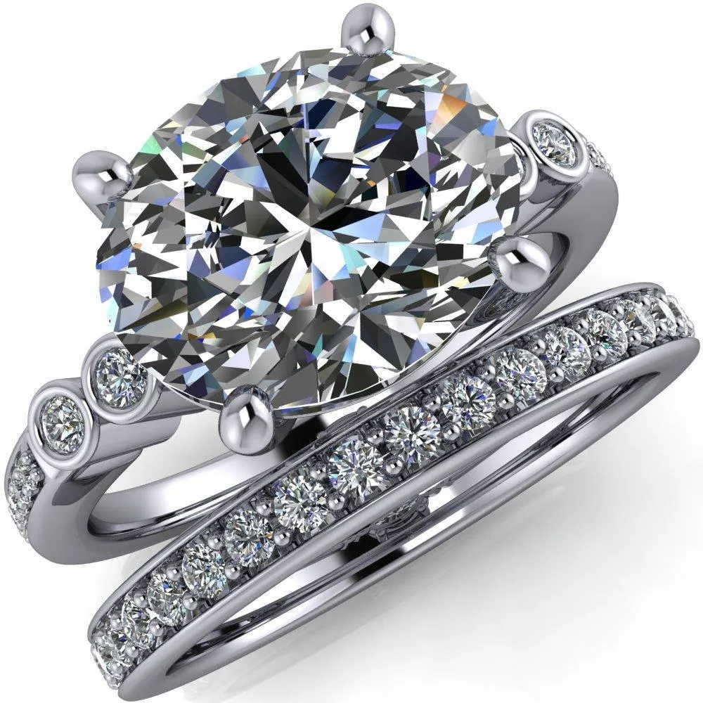 Pascala Oval Center Stone Diamond Side 4 Prong Engagement Ring