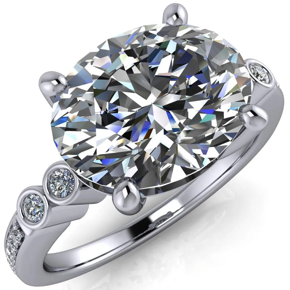Pascala Oval Center Stone Diamond Side 4 Prong Engagement Ring