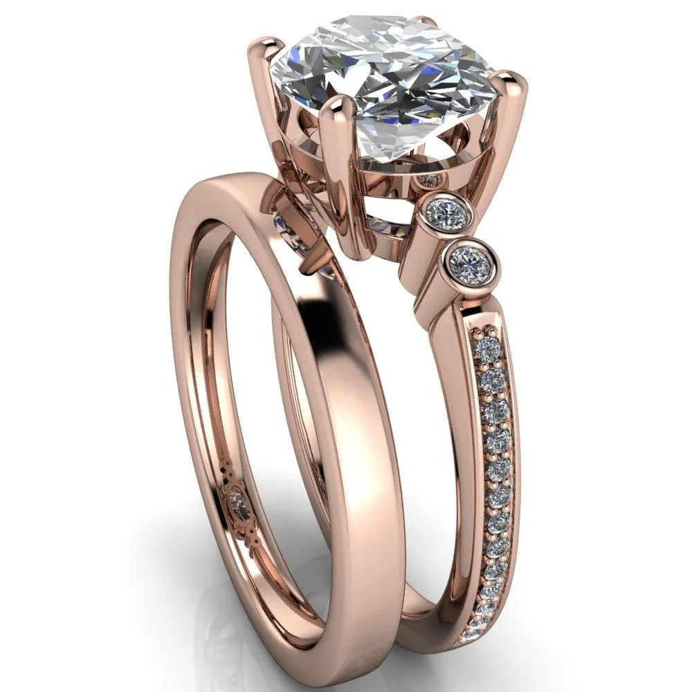 Pascala Oval Center Stone Diamond Side 4 Prong Engagement Ring