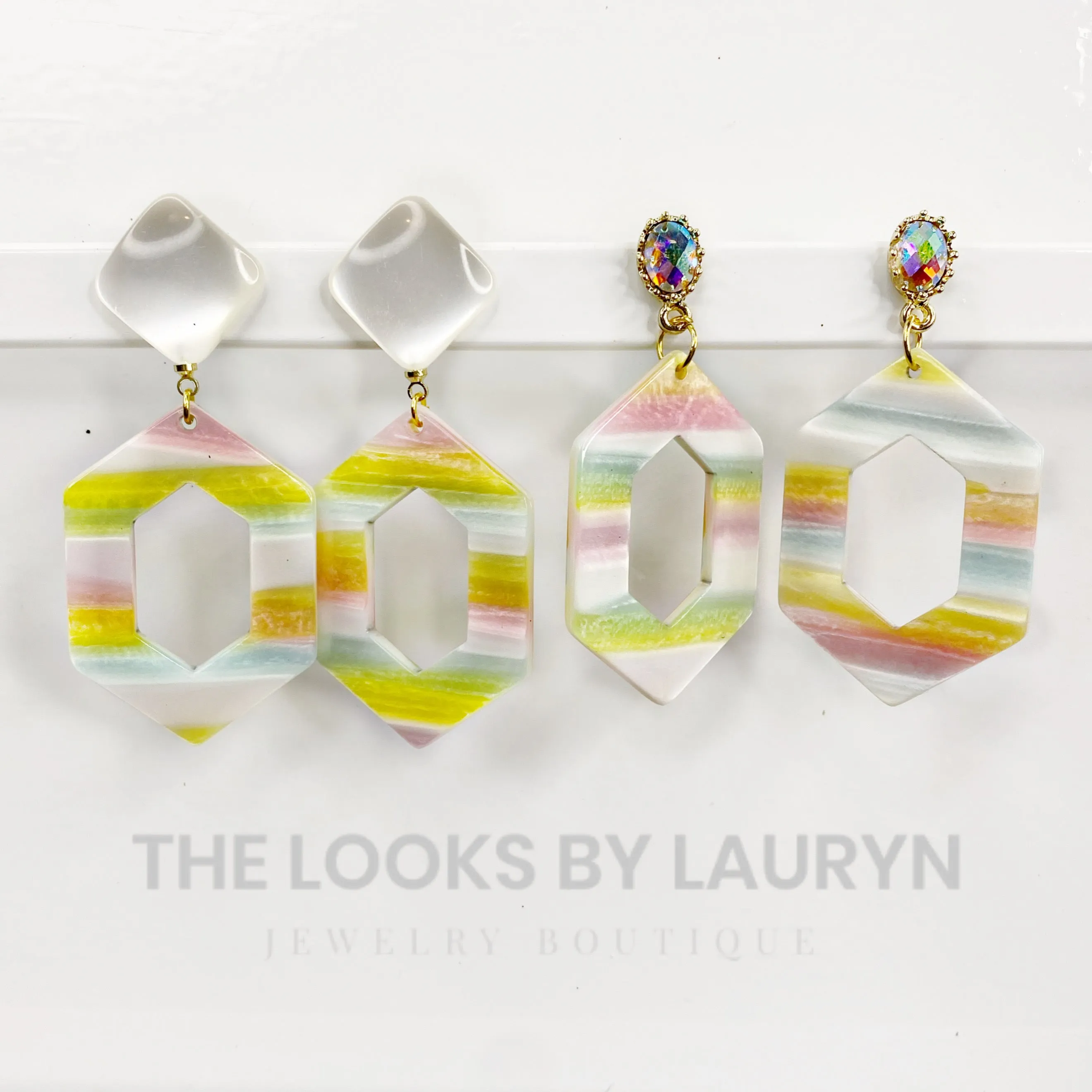 Pastel Hexagon Earrings