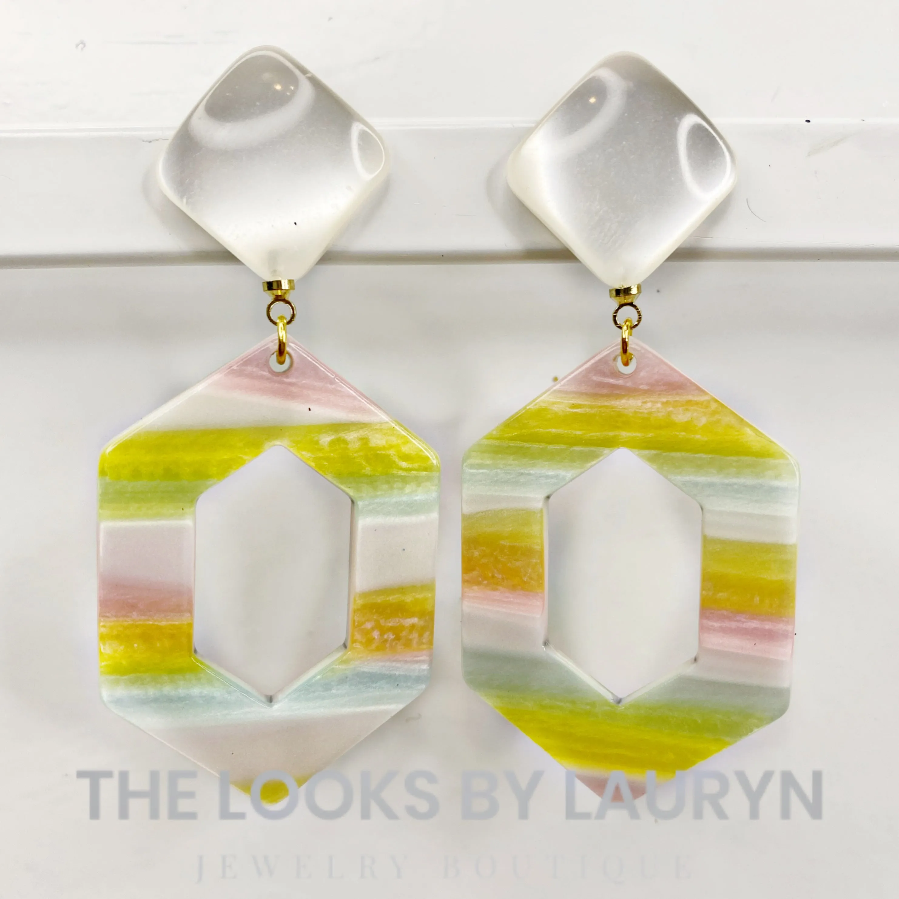 Pastel Hexagon Earrings