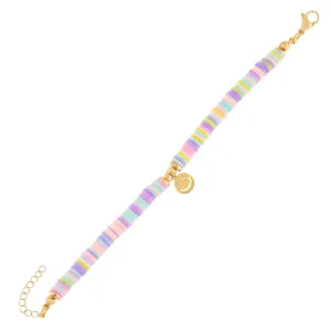 Pastel Multi Color Bead Smiley Face Bracelet