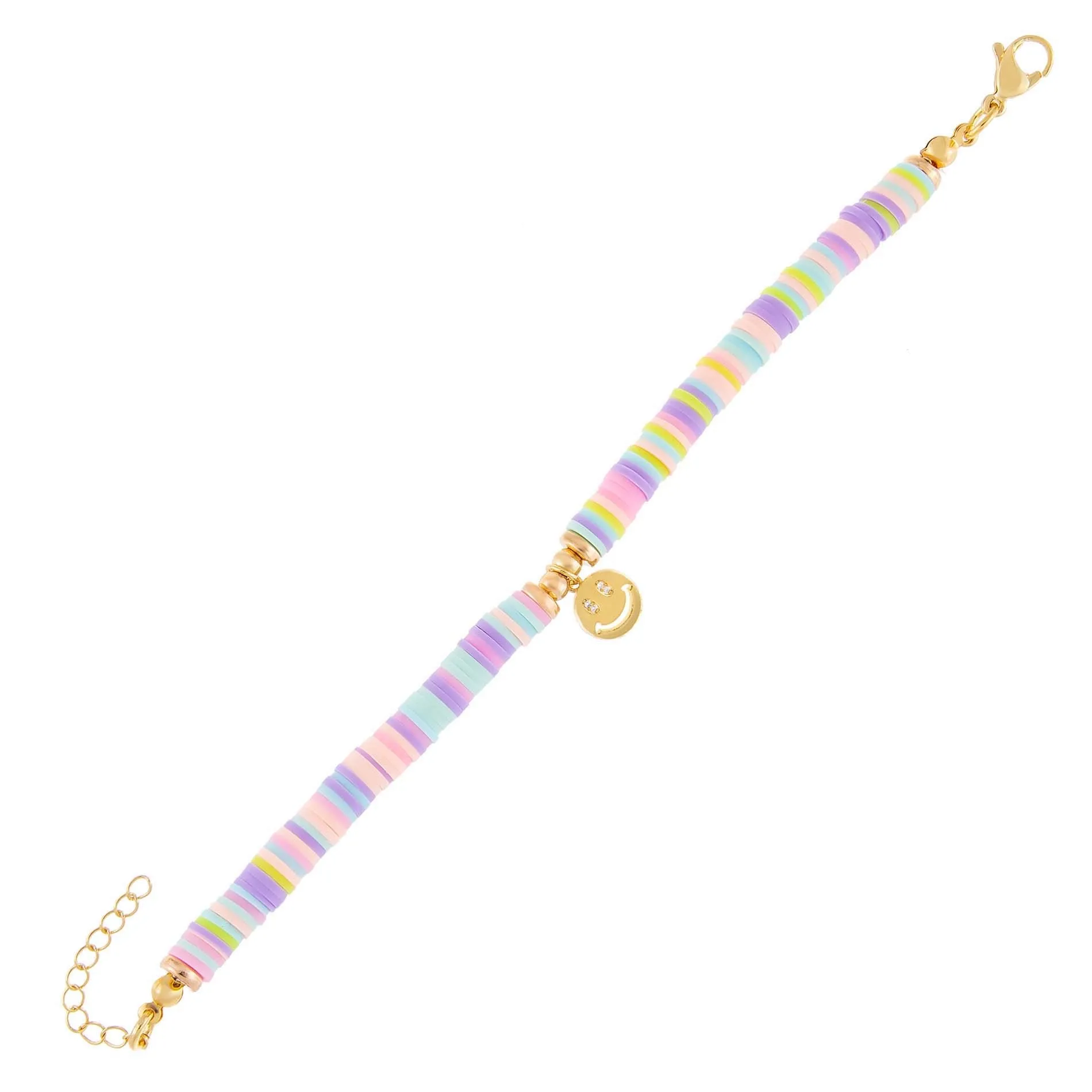 Pastel Multi Color Bead Smiley Face Bracelet