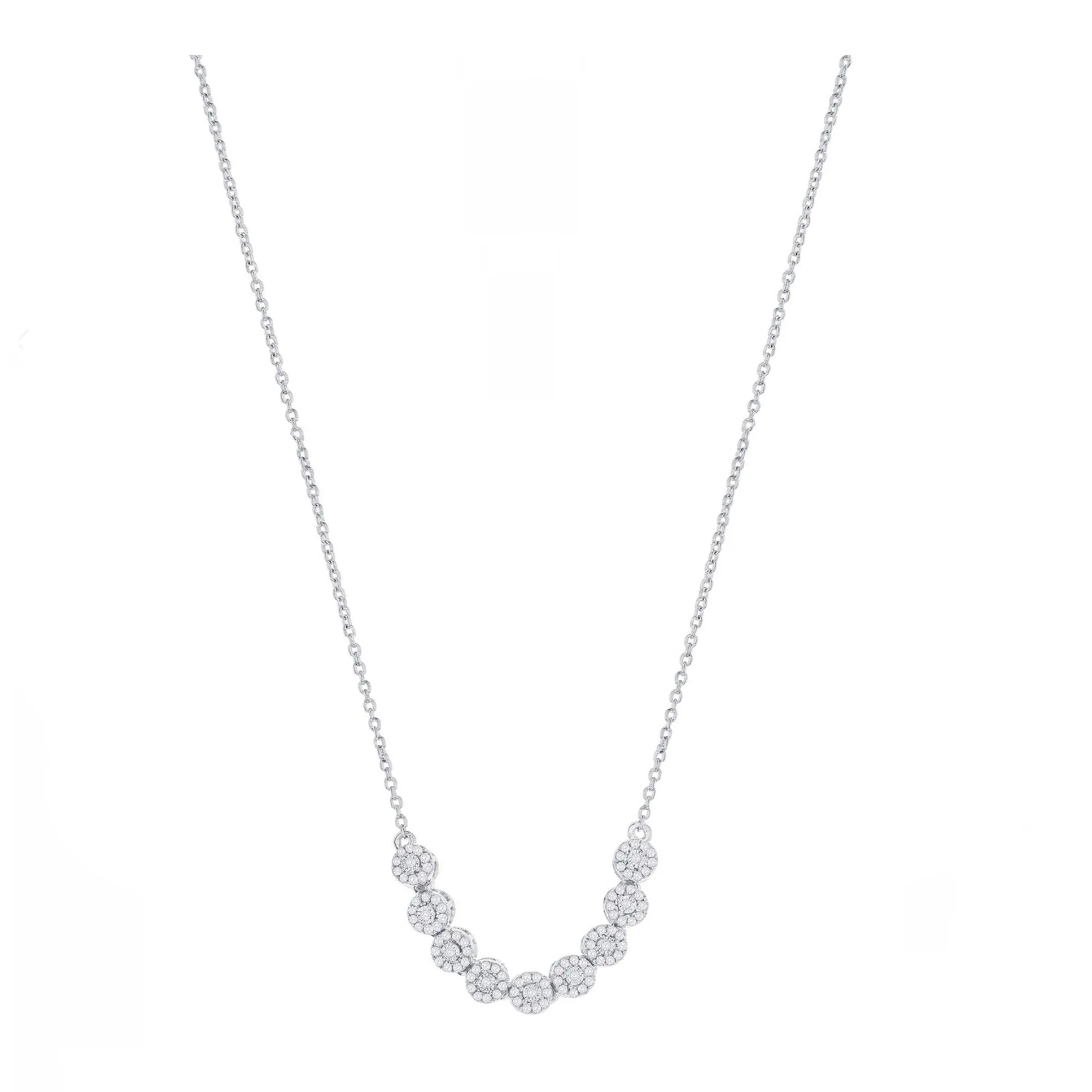 Pave Diamond Halo Disc Necklace