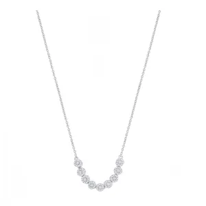 Pave Diamond Halo Disc Necklace