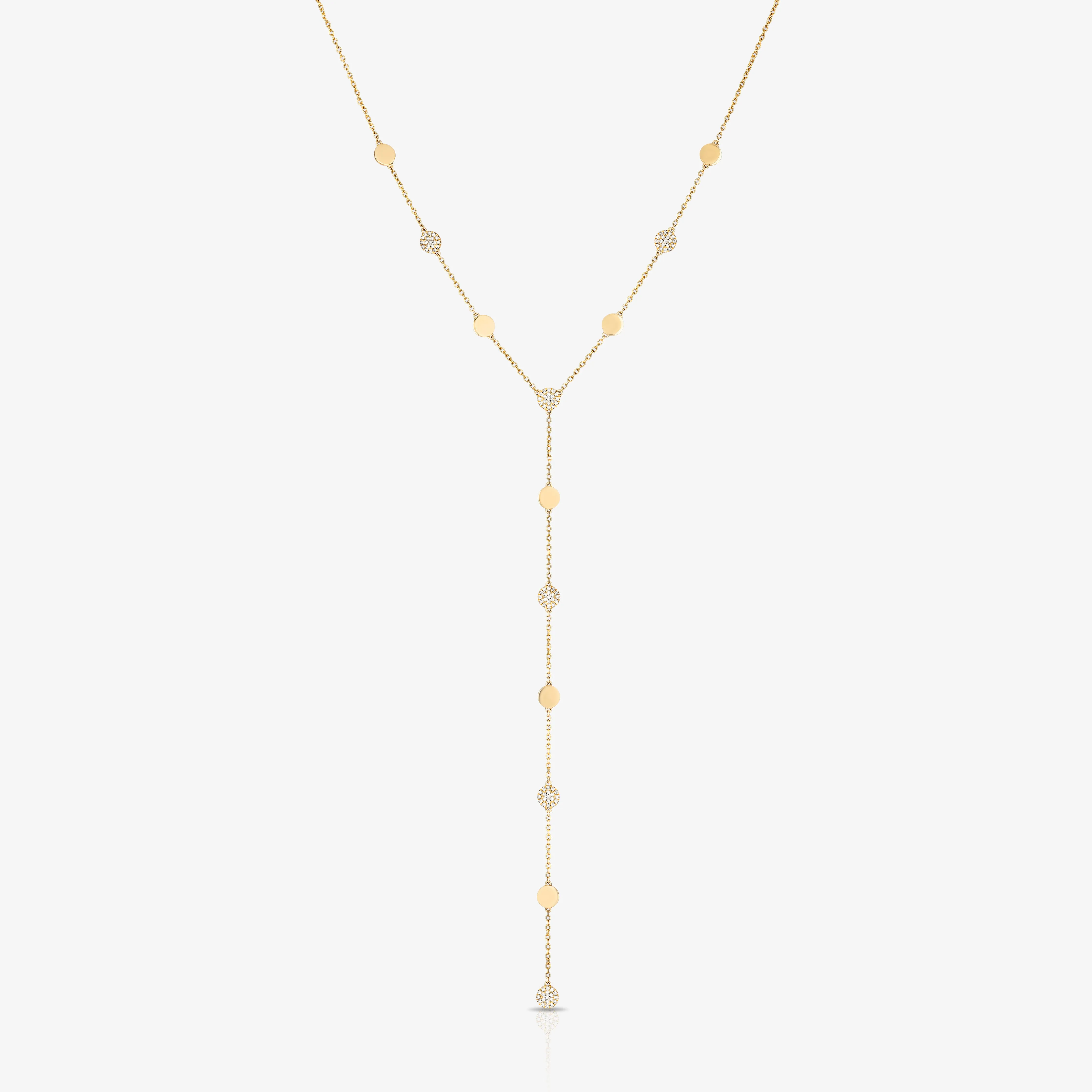 Pave Disc Lariat Necklace