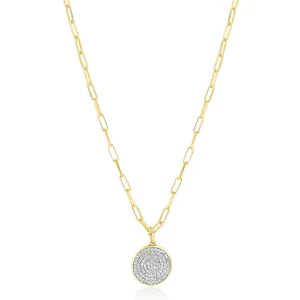 pave disc pendant necklace