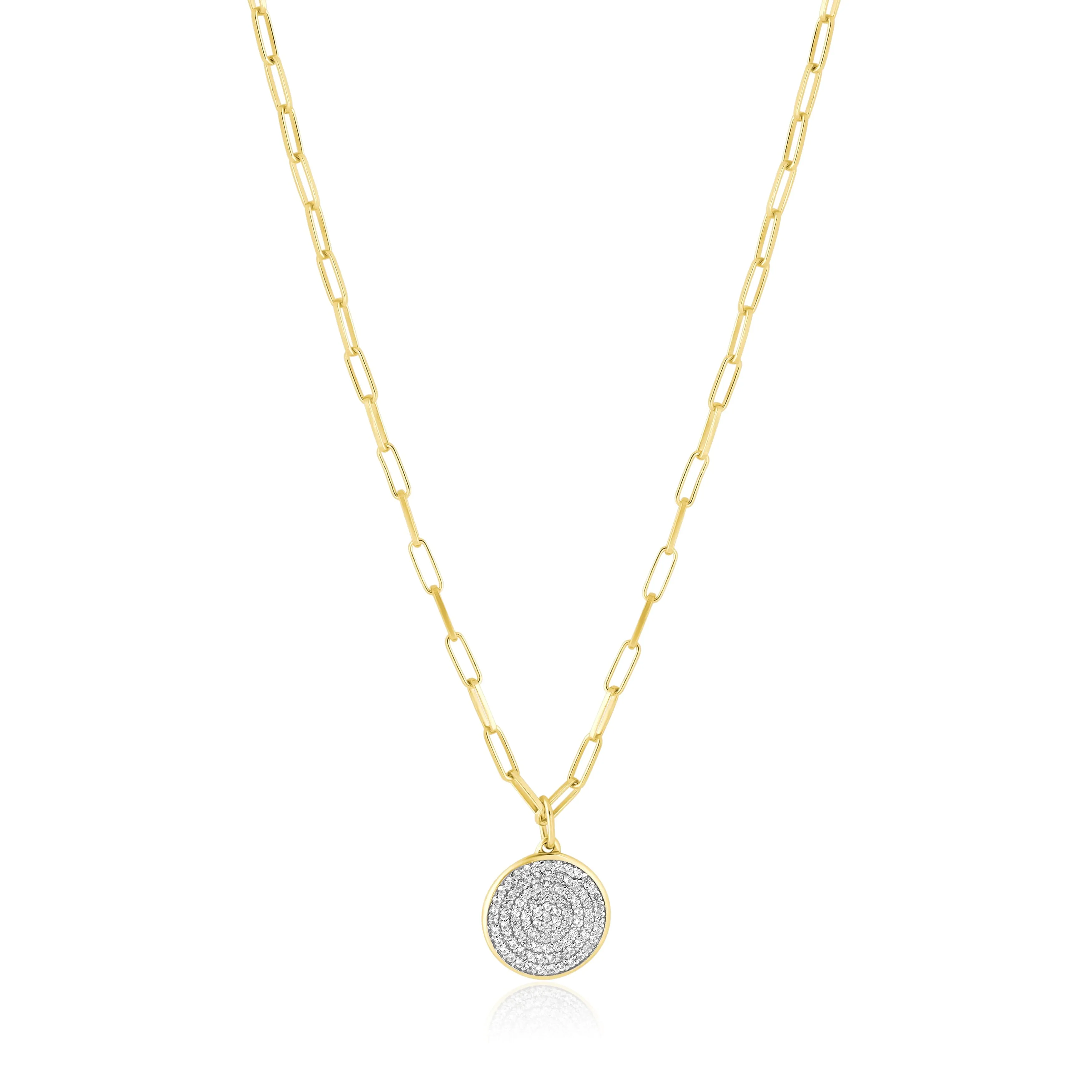 pave disc pendant necklace