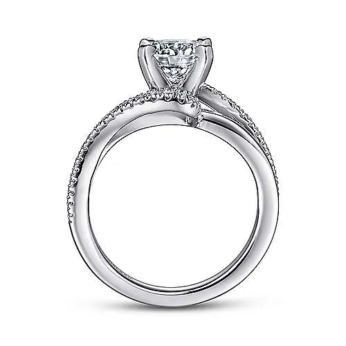 Pave Polished Bypass Style Split Shank Diamond Ring 437A