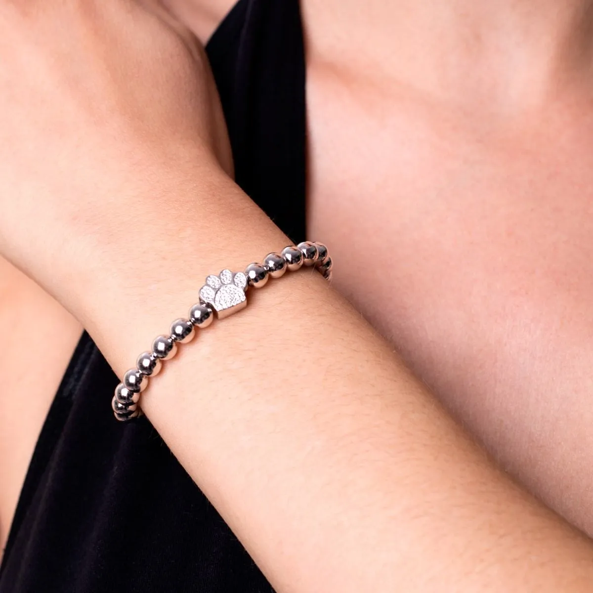 Paw | .925 Sterling Silver | CZ Diamond Pup Print Bracelet