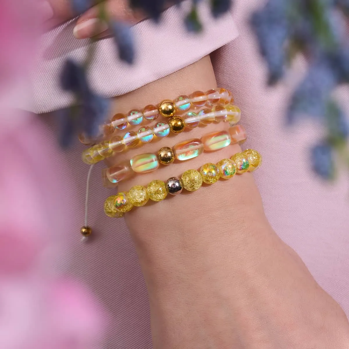 Peach | .925 Sterling Silver Gold Vermeil | Mermaid Glass Pebble Bracelet