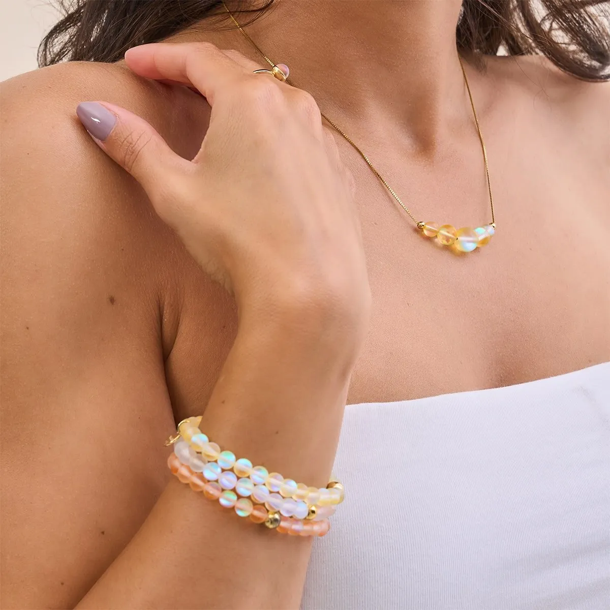 Peach | .925 Sterling Silver | Mermaid Glass Bead Bracelet