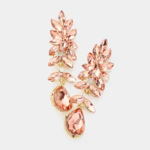 Peach Crystal Marquise Dangle Pageant Earrings | Prom Earrings | 590437