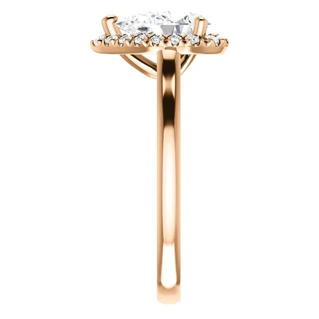 Pear Moissanite Diamond Accent Ice Halo French-Set Ring