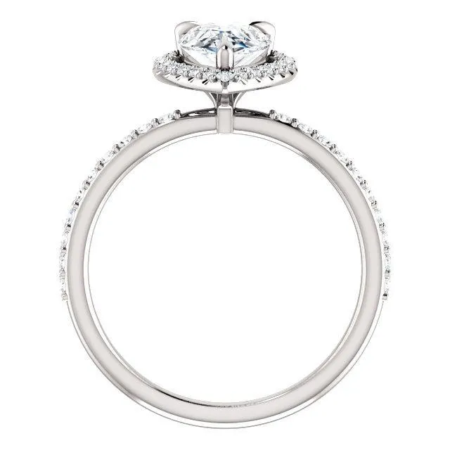 Pear Moissanite Diamond Accent Ice Halo Ring