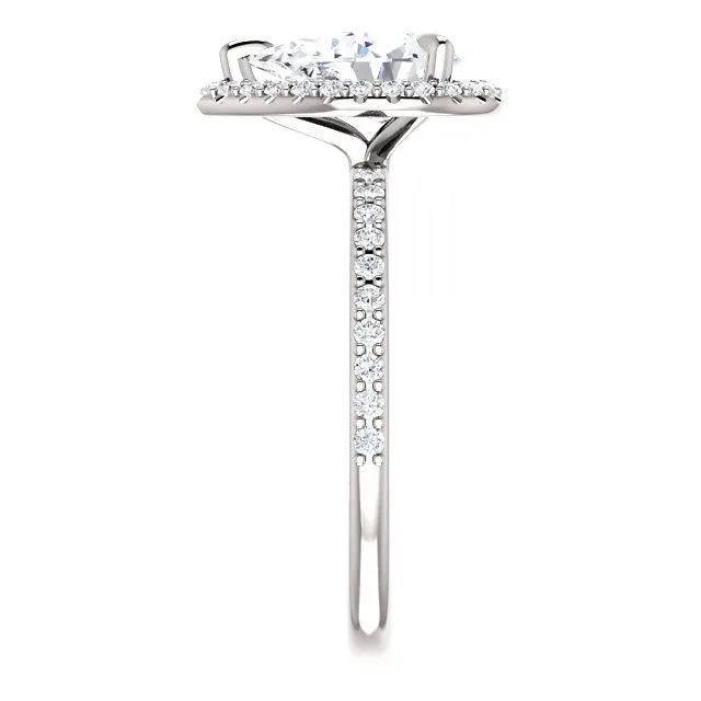 Pear Moissanite Diamond Accent Ice Halo Ring