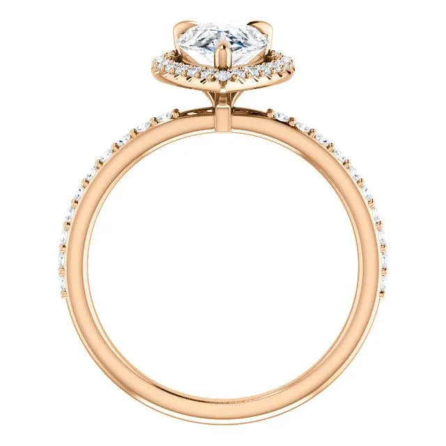 Pear Moissanite Diamond Accent Ice Halo Ring