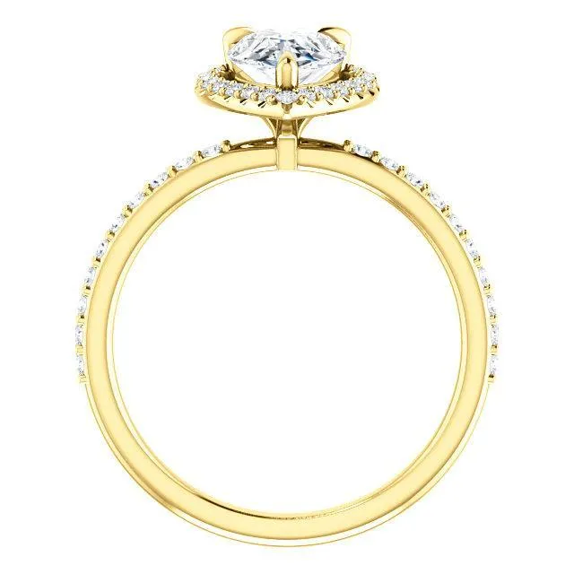 Pear Moissanite Diamond Accent Ice Halo Ring