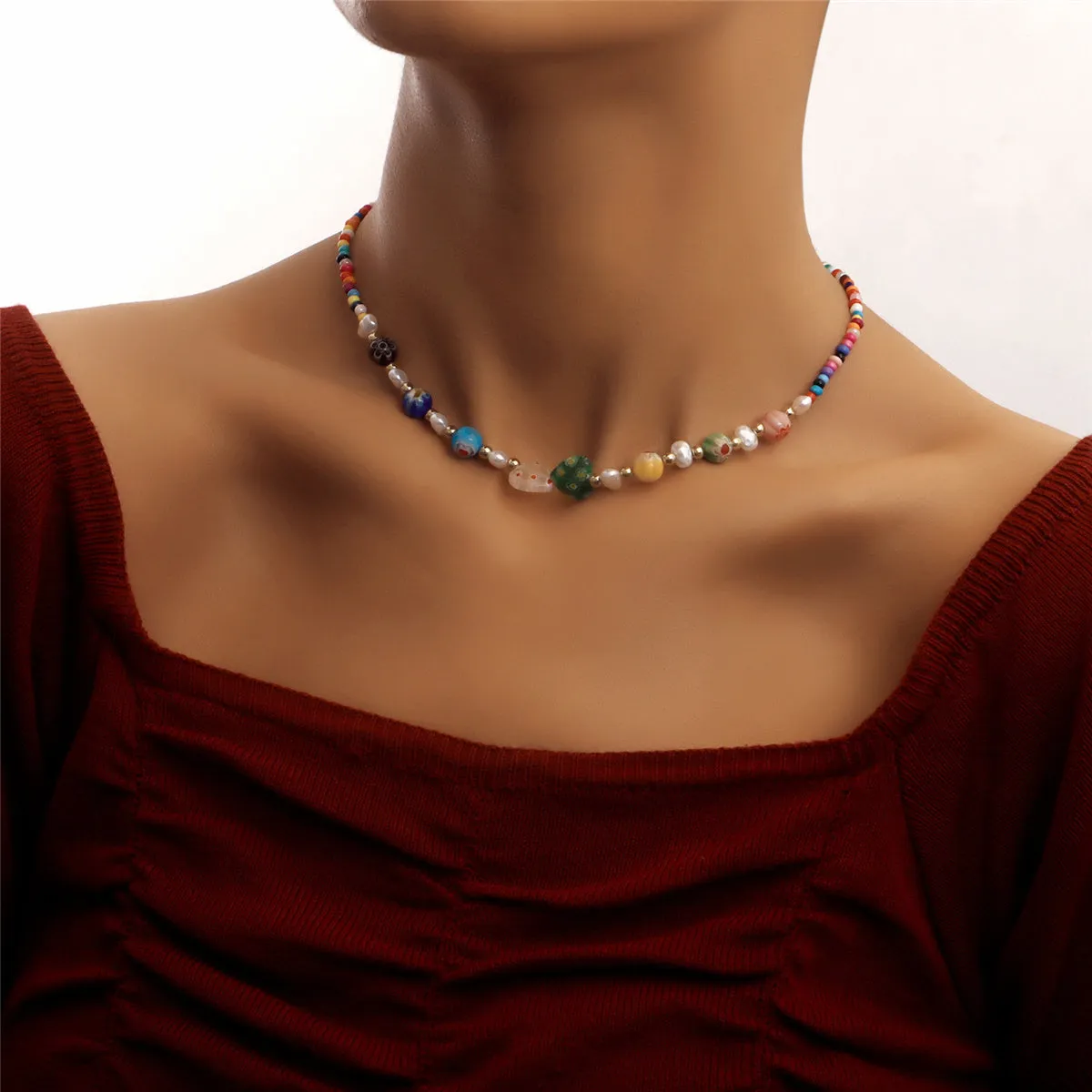 Pearl & Acrylic Howlite 18K Gold-Plated Heart Necklace