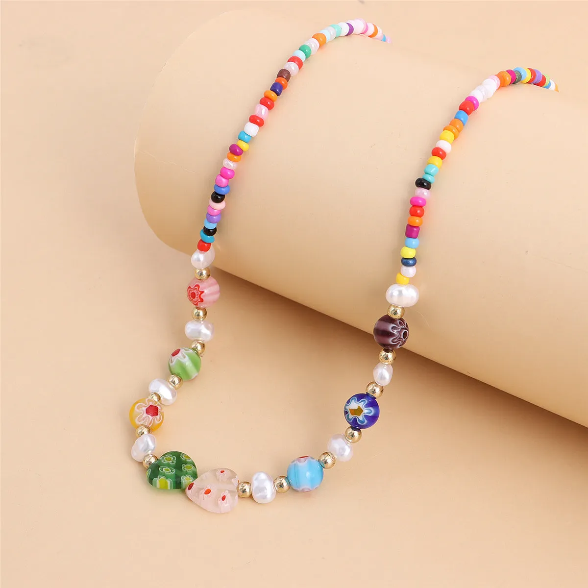 Pearl & Acrylic Howlite 18K Gold-Plated Heart Necklace