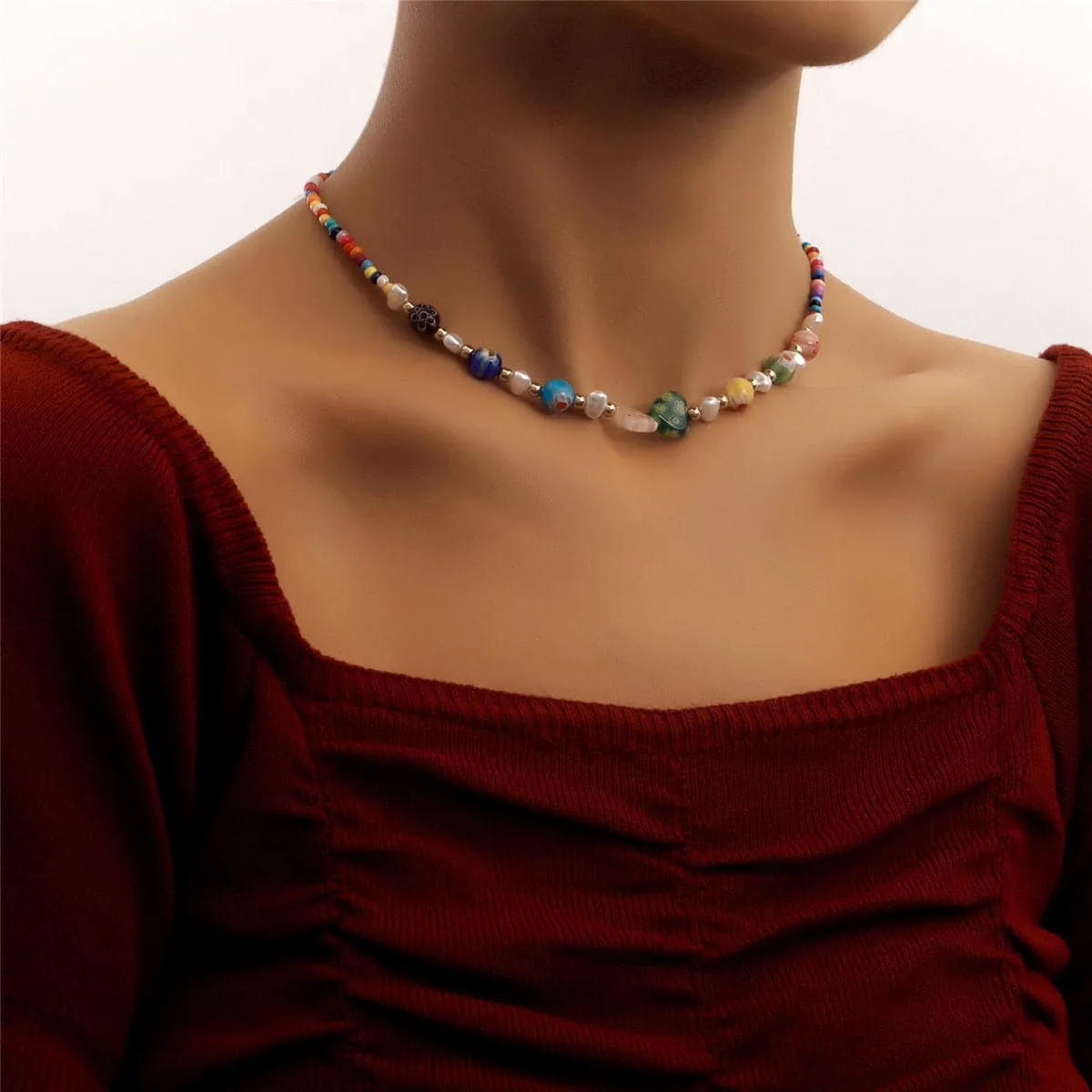 Pearl & Acrylic Howlite 18K Gold-Plated Heart Necklace