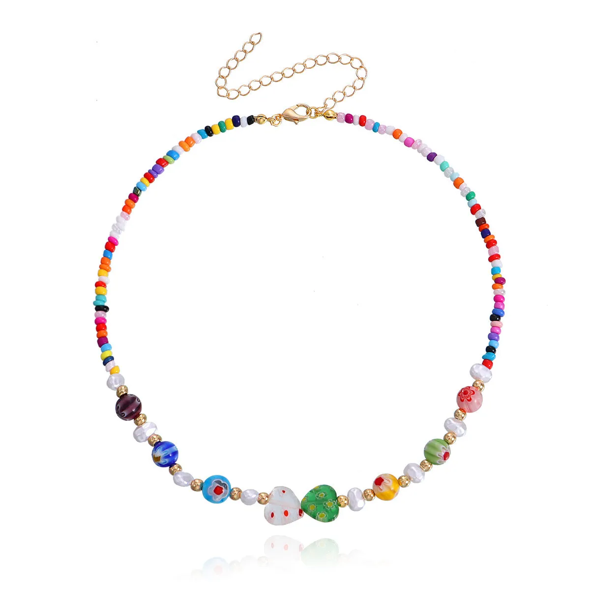 Pearl & Acrylic Howlite 18K Gold-Plated Heart Necklace